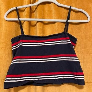 Brandy Melville Navy and Red Striped Crop Top